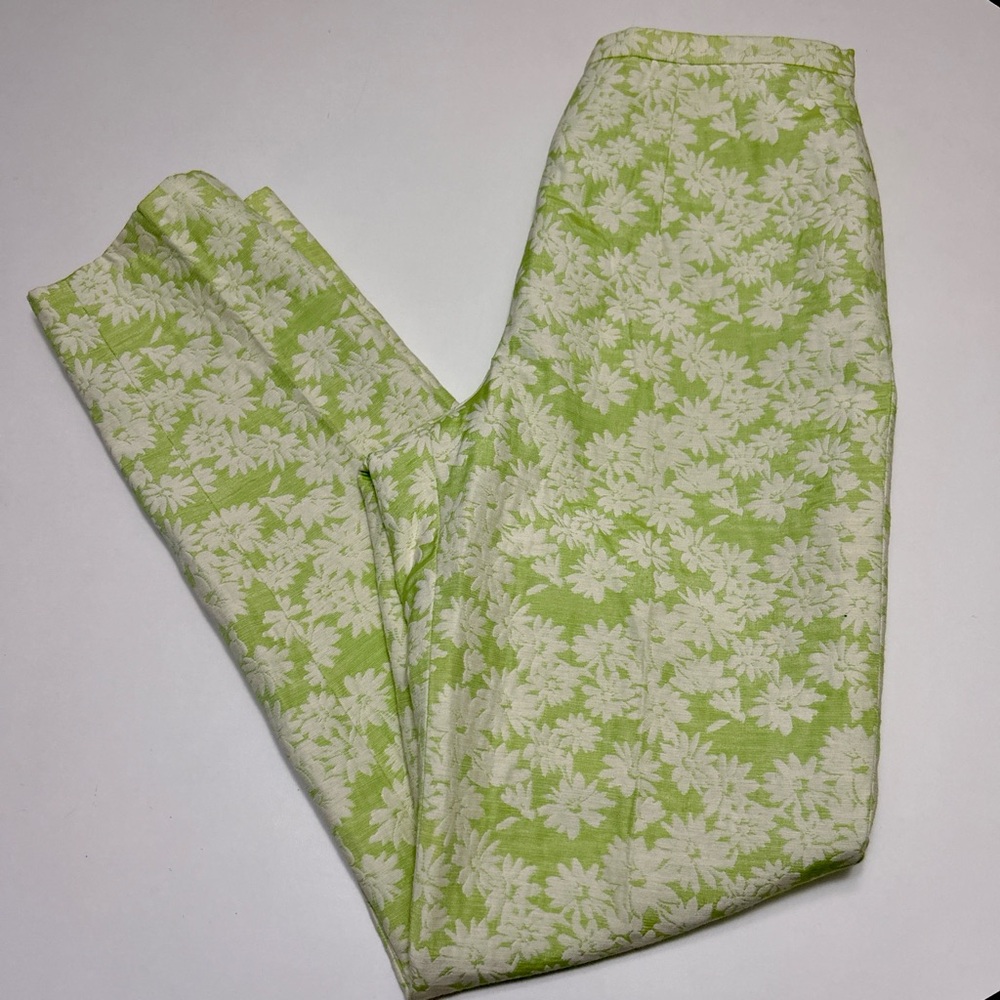 Women’s Vintage pastel green floral print trousers pants sz 10 Carlisle straight